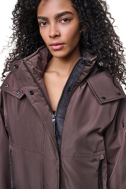 Travertine/Festive Pink DKNY OVERSIZED LOGO HOODED JACKET