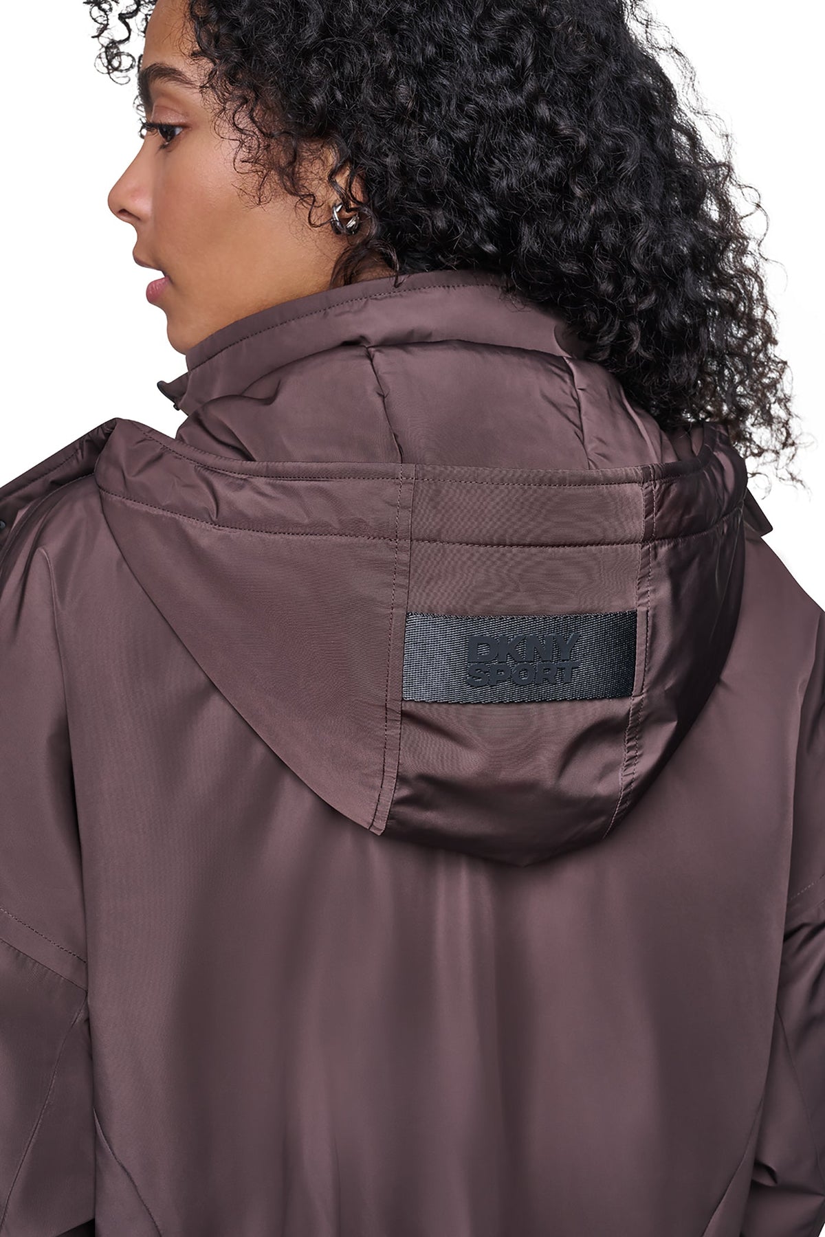 Travertine/Festive Pink DKNY OVERSIZED LOGO HOODED JACKET