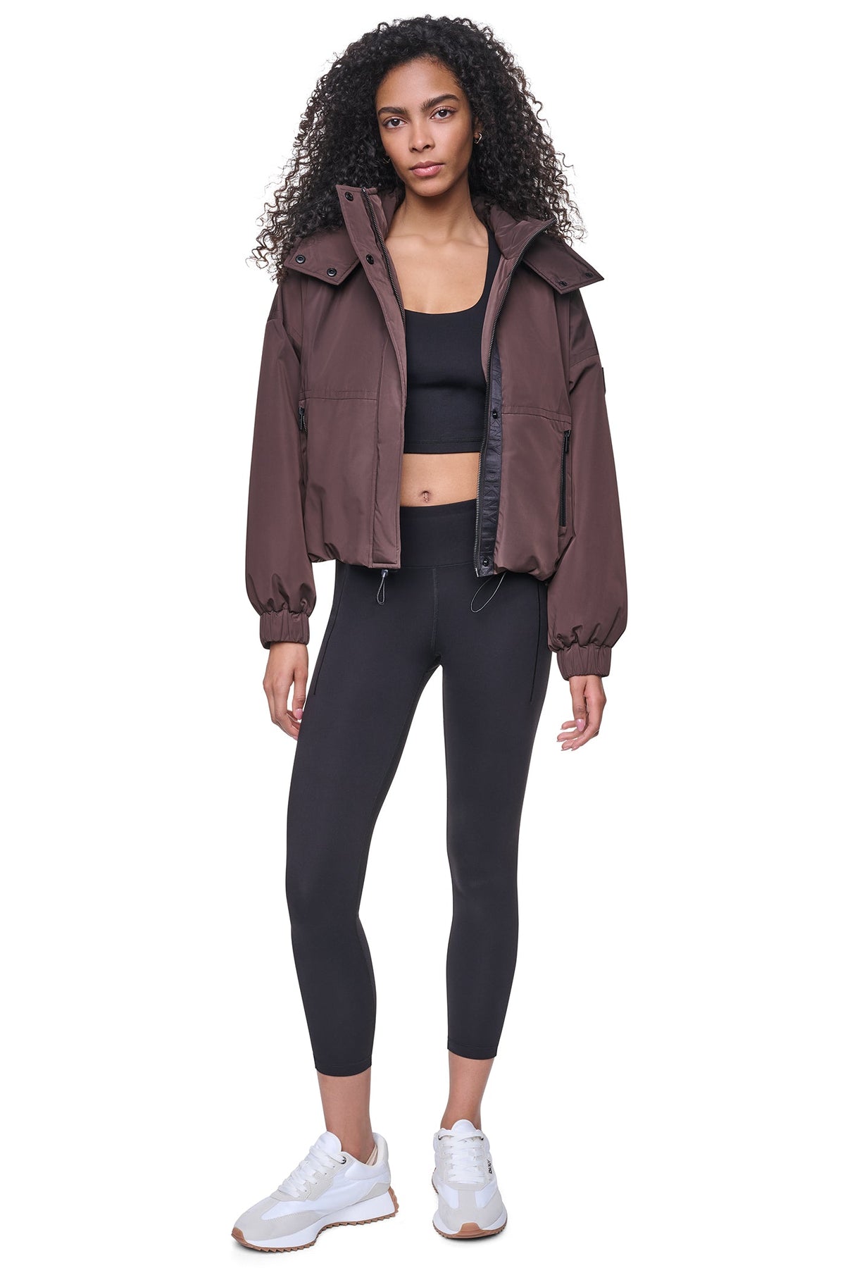 Travertine/Festive Pink DKNY OVERSIZED LOGO HOODED JACKET