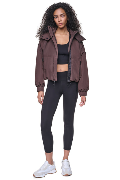 Travertine/Festive Pink DKNY OVERSIZED LOGO HOODED JACKET