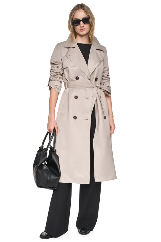 Birch DKNY DOUBLE BREASTED QUILTED HOOD TRENCH