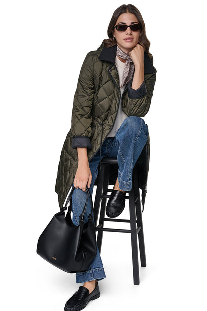Loden DKNY CORDUROY COLLAR HOODED QUILTED COAT