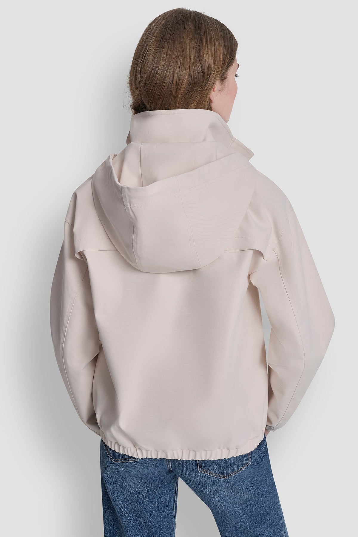 Parchment DKNY HIGH COLLAR BOMBER JACKET WITH HOOD