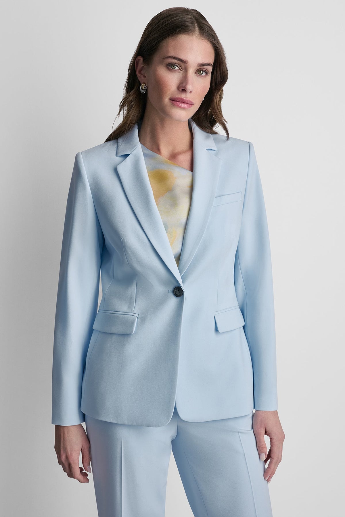 Light Blue DKNY SINGLE BUTTON FRONT BLAZER