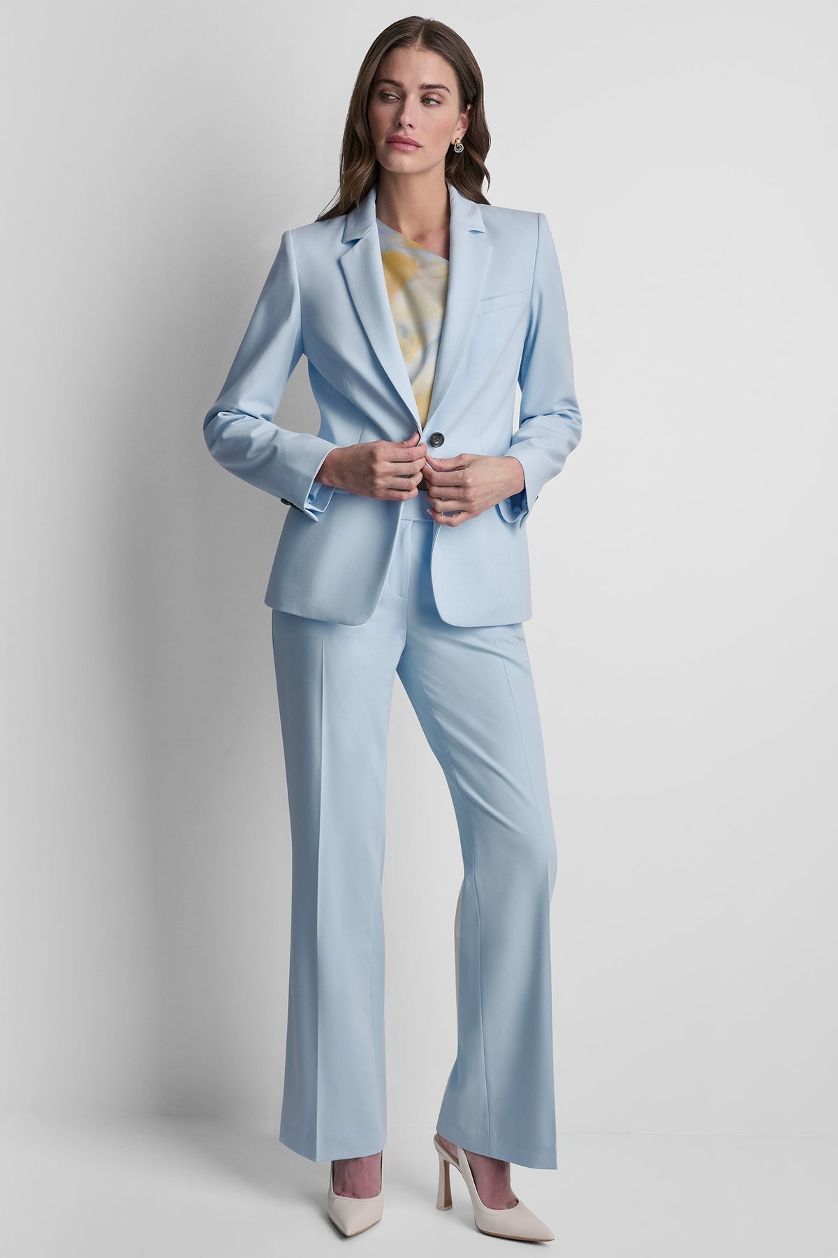 Light Blue DKNY SINGLE BUTTON FRONT BLAZER