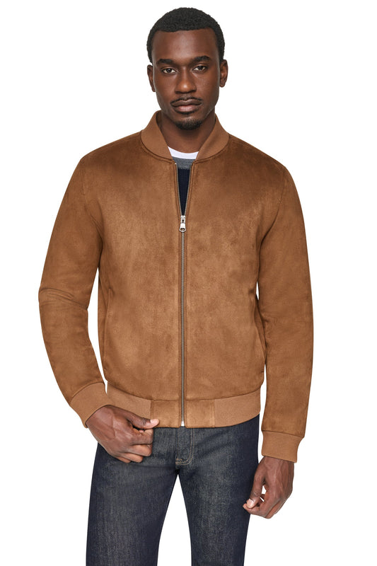 Olive DKNY FAUX SUEDE BOMBER JACKET