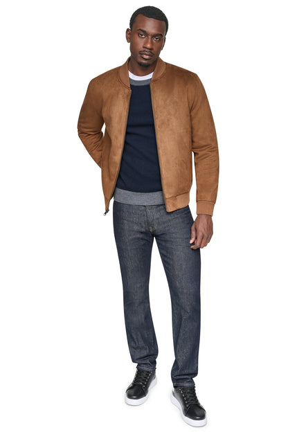 Olive DKNY FAUX SUEDE BOMBER JACKET
