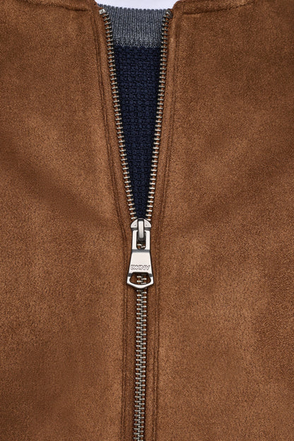 Olive DKNY FAUX SUEDE BOMBER JACKET