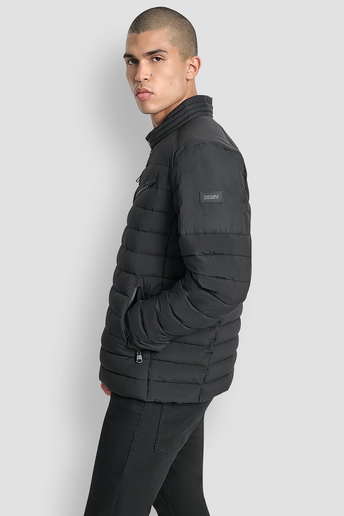 Black DKNY LIGHT WEIGHT MOTO JACKET