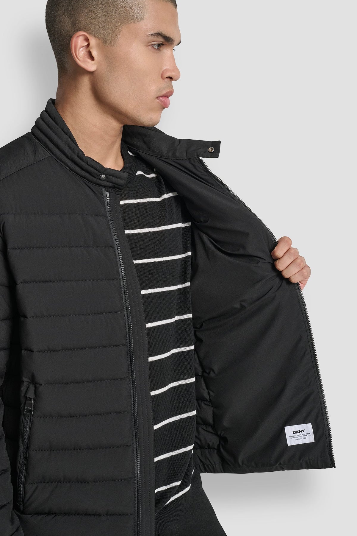 Black DKNY LIGHT WEIGHT MOTO JACKET