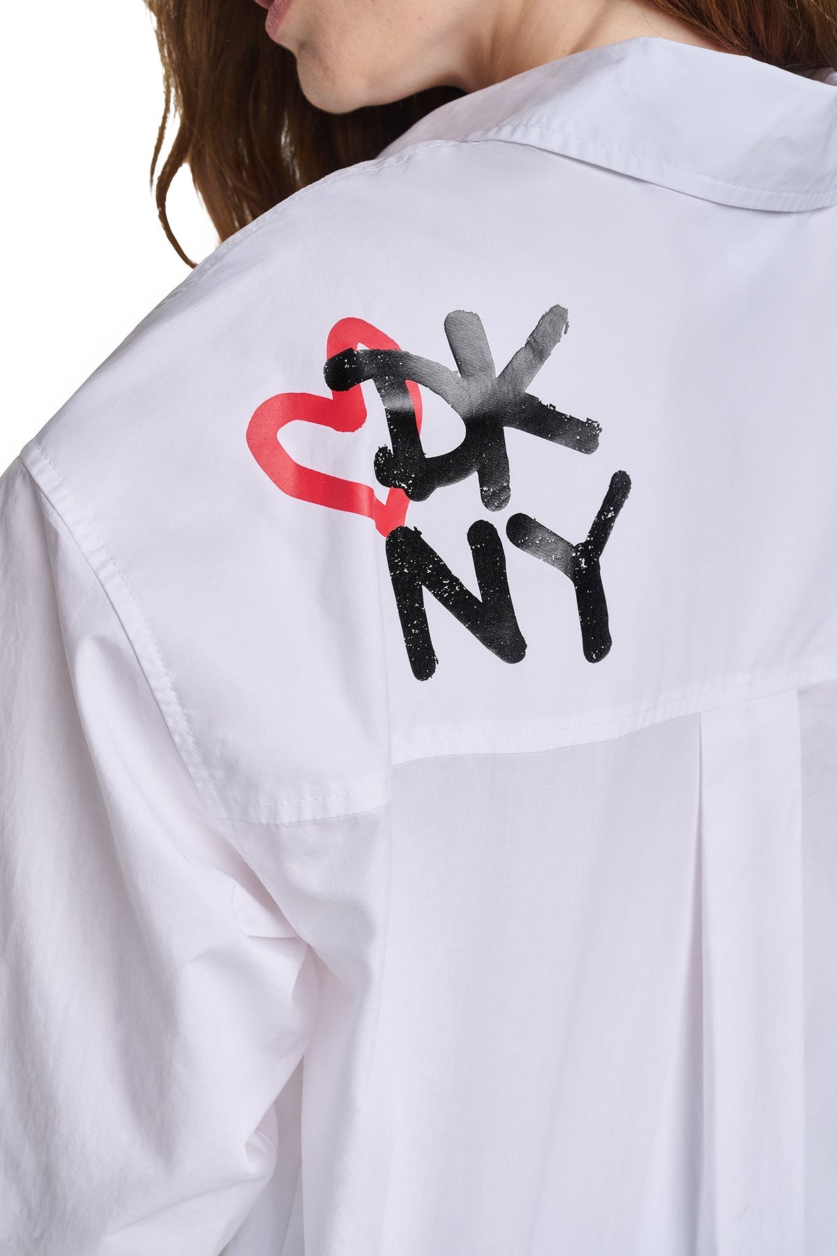 White/Black DKNY GRAFFITI LOGO POPLIN SHIRT