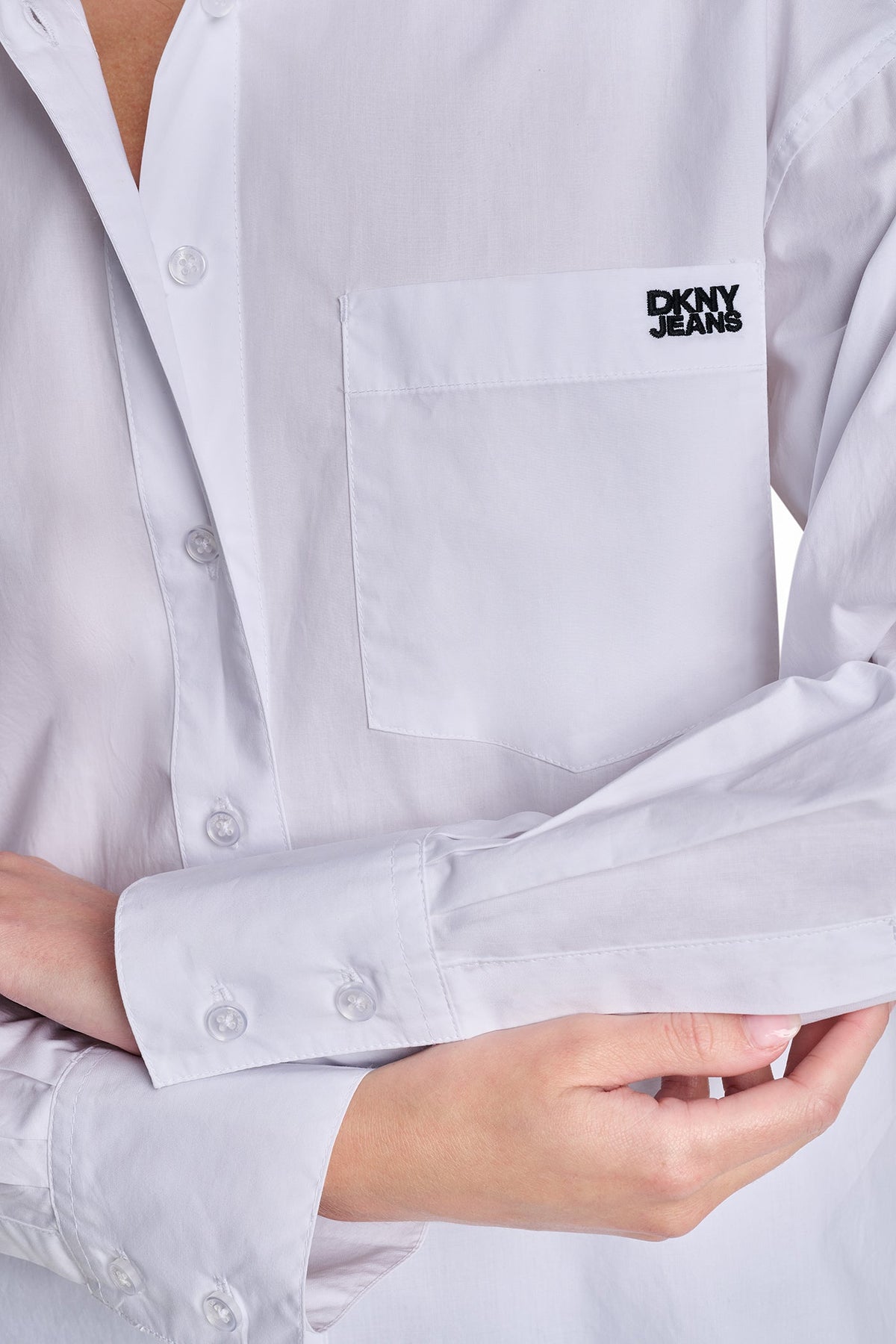 White/Black DKNY GRAFFITI LOGO POPLIN SHIRT