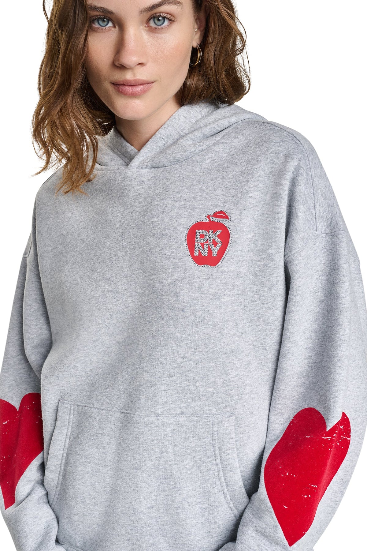 Black DKNY OVERSIZED BIG APPLE LOGO HOODIE