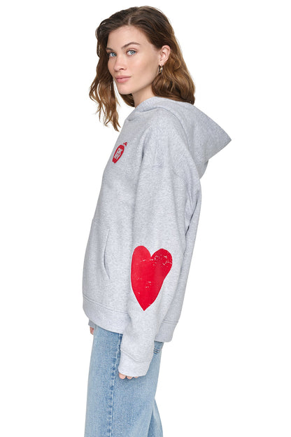 Black DKNY OVERSIZED BIG APPLE LOGO HOODIE