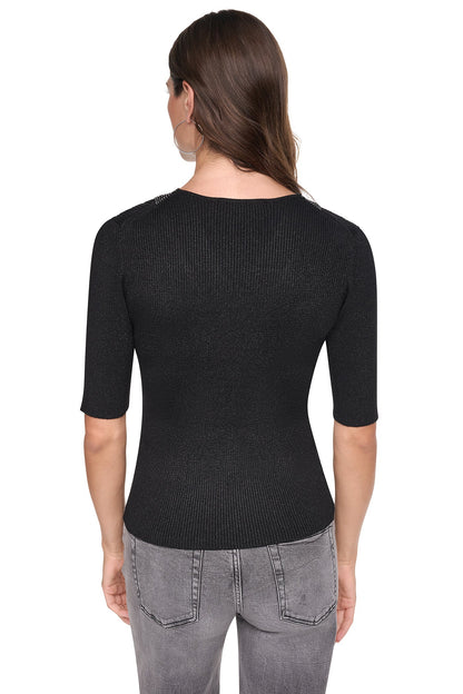 Black DKNY EMBELLISHED METALLIC SWEATER