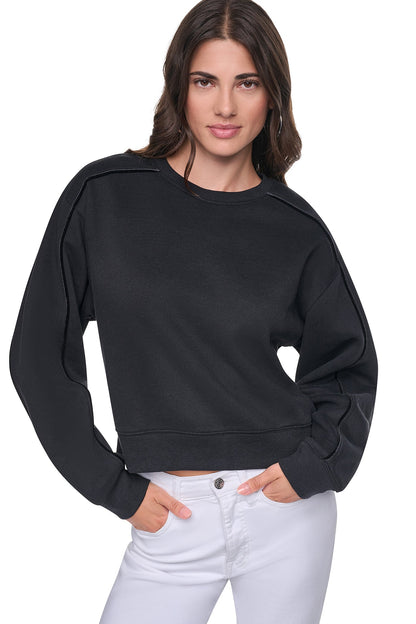 Ivory DKNY VELVET LOGO SWEATSHIRT