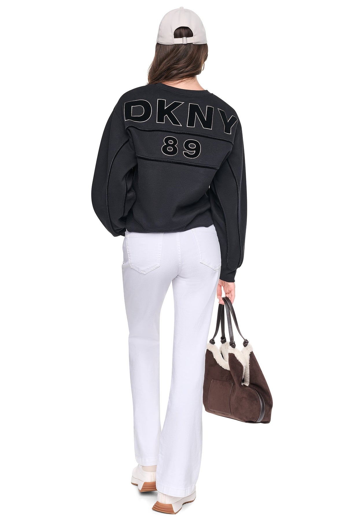 Ivory DKNY VELVET LOGO SWEATSHIRT