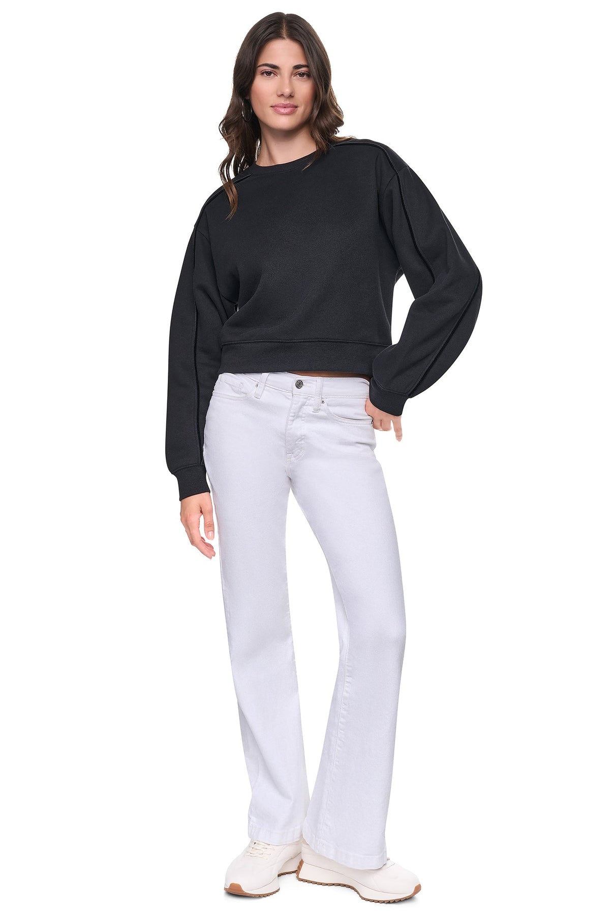 Ivory DKNY VELVET LOGO SWEATSHIRT