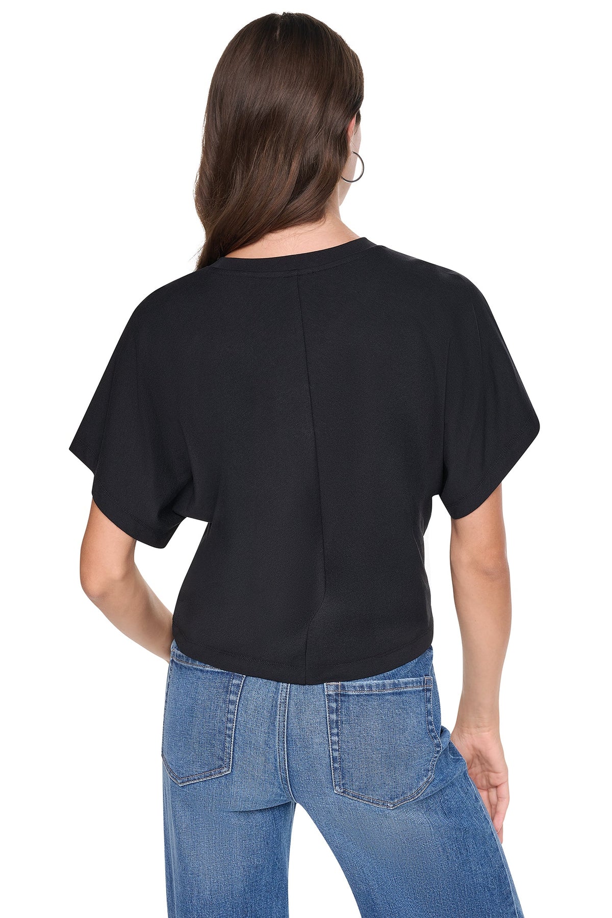 Black DKNY FLOCKED LOGO TEE
