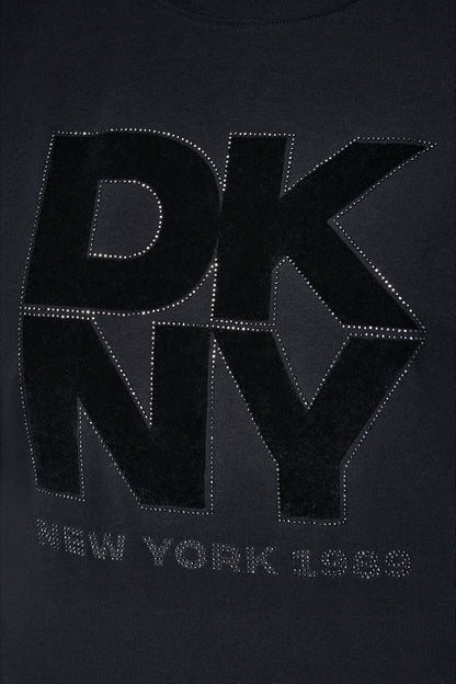 Black DKNY FLOCKED LOGO TEE