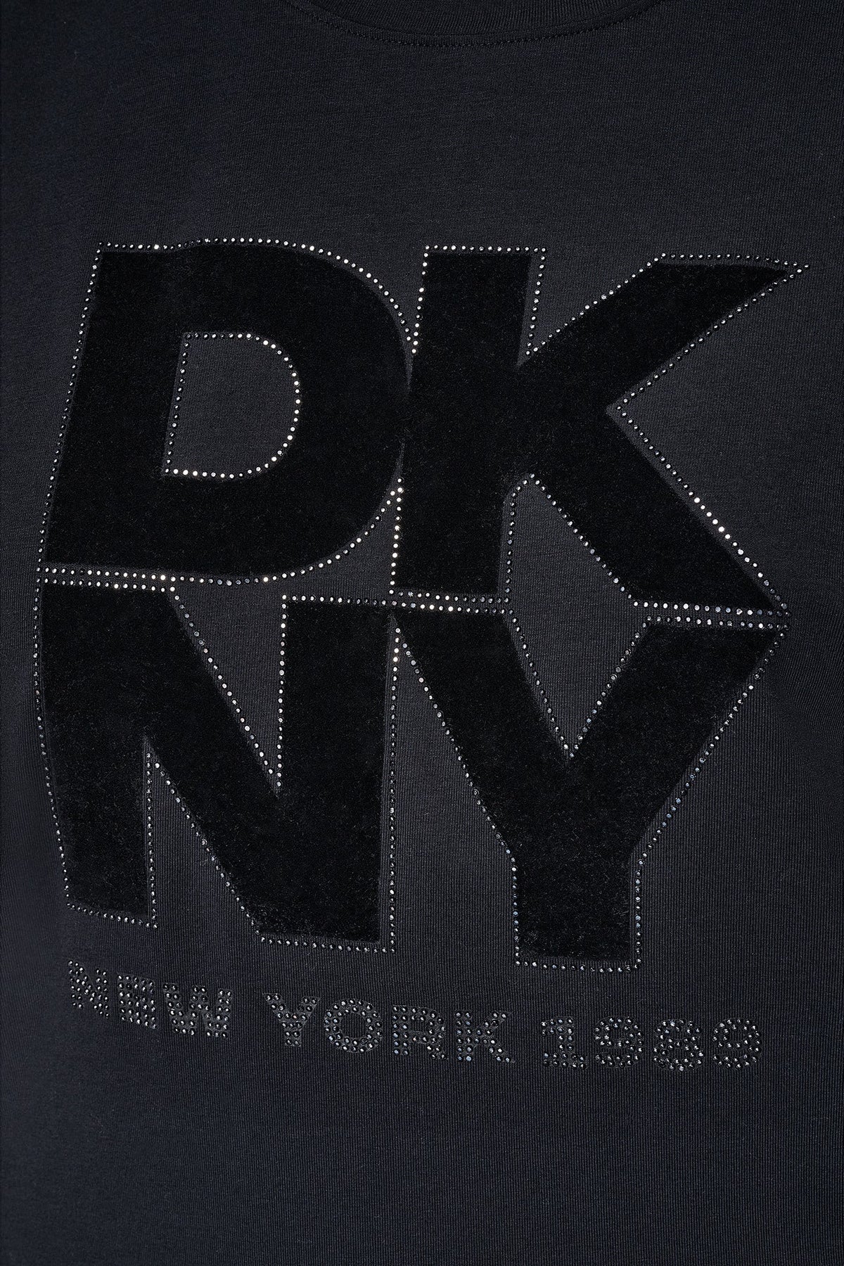 Black DKNY FLOCKED LOGO TEE