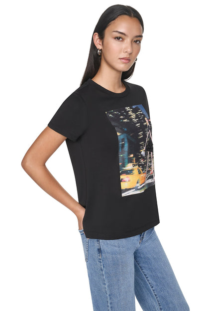 White DKNY NYC NIGHTS GRAPHIC TEE