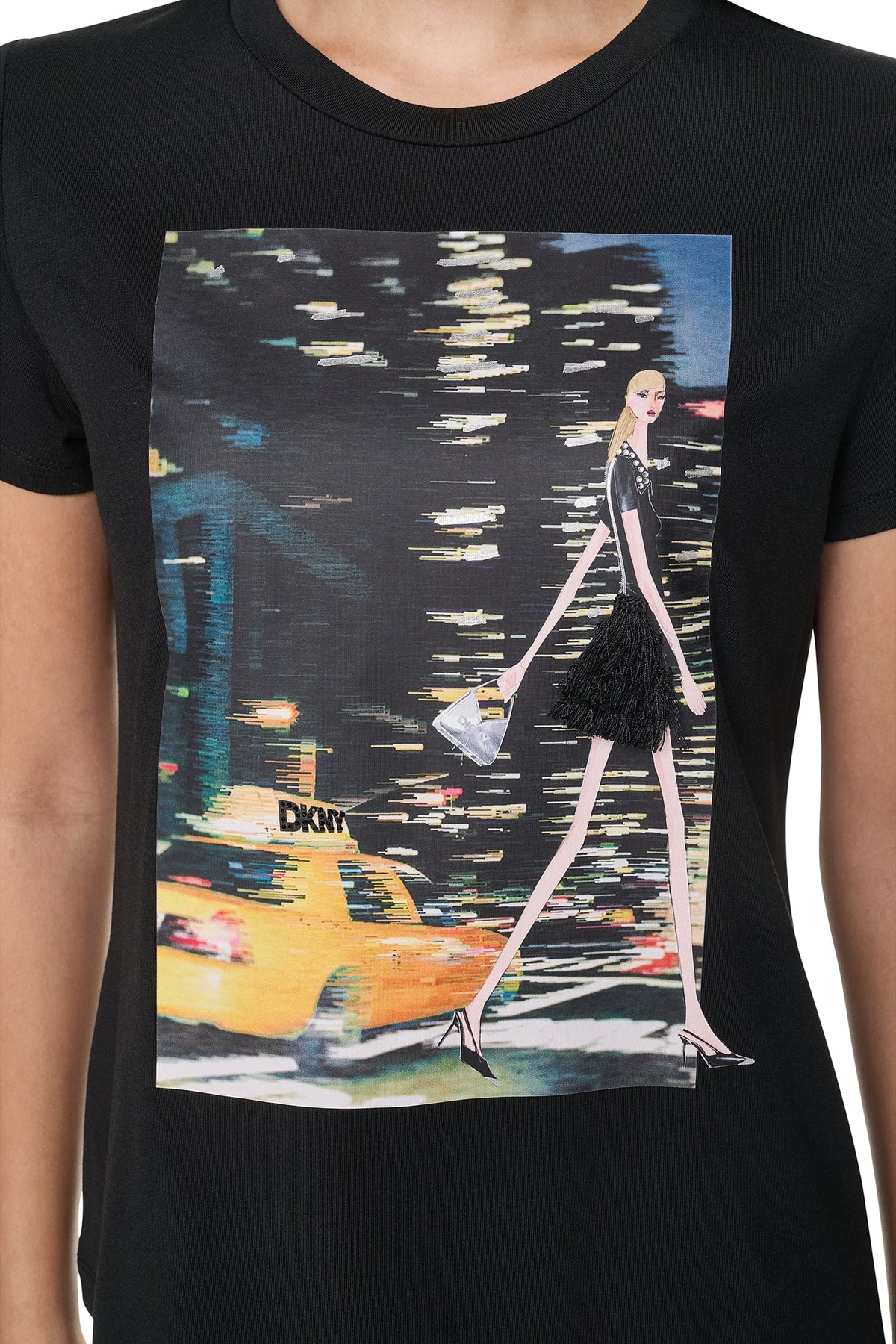 White DKNY NYC NIGHTS GRAPHIC TEE