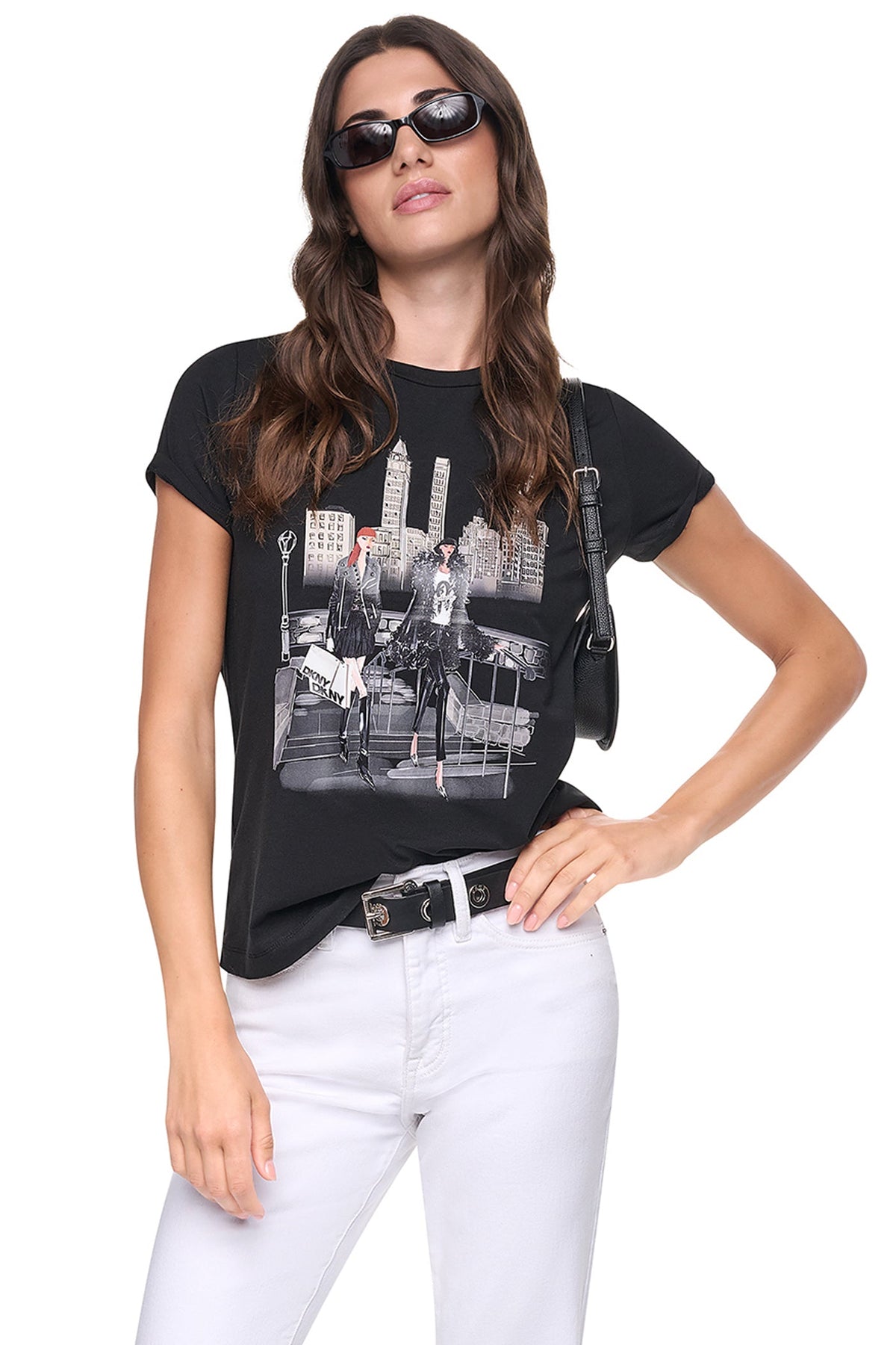 White DKNY CENTRAL PARK GRAPHIC TEE