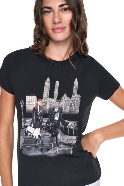 Black DKNY CENTRAL PARK GRAPHIC TEE