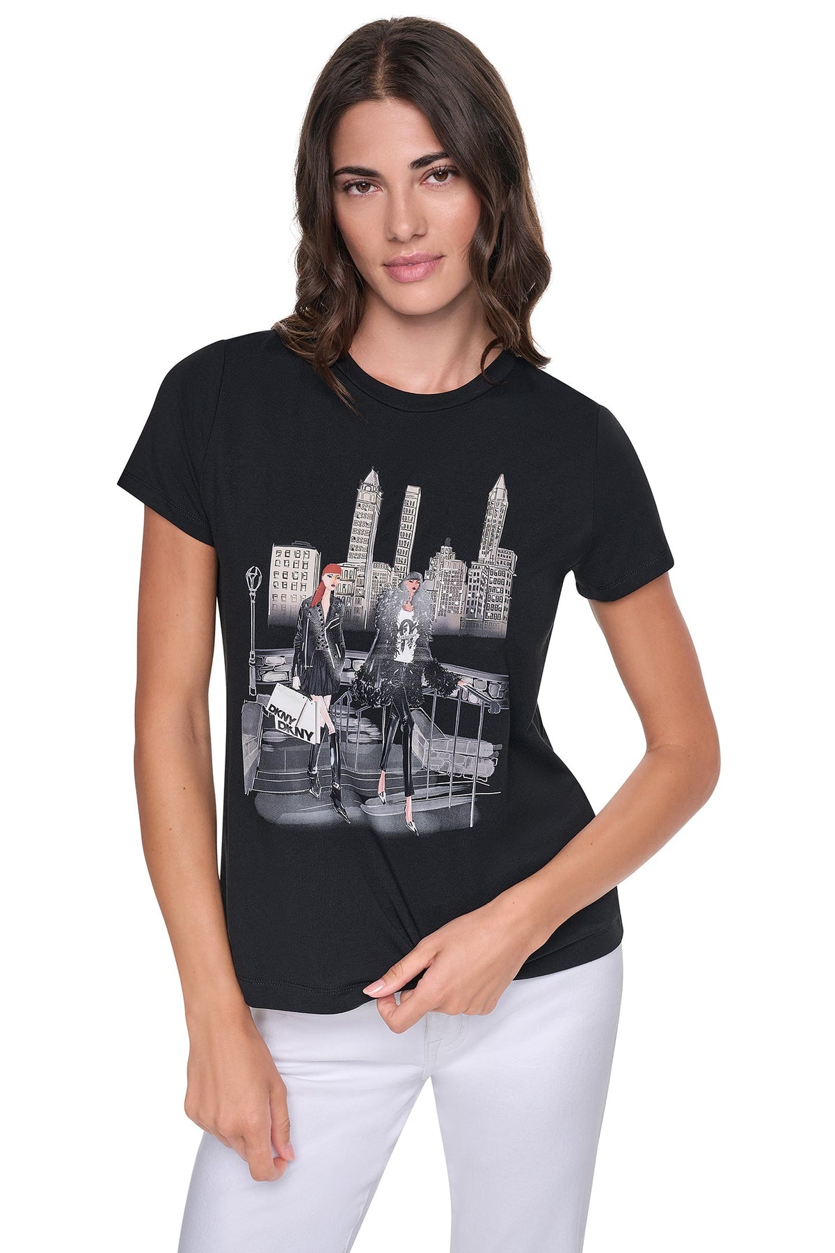 Black DKNY CENTRAL PARK GRAPHIC TEE
