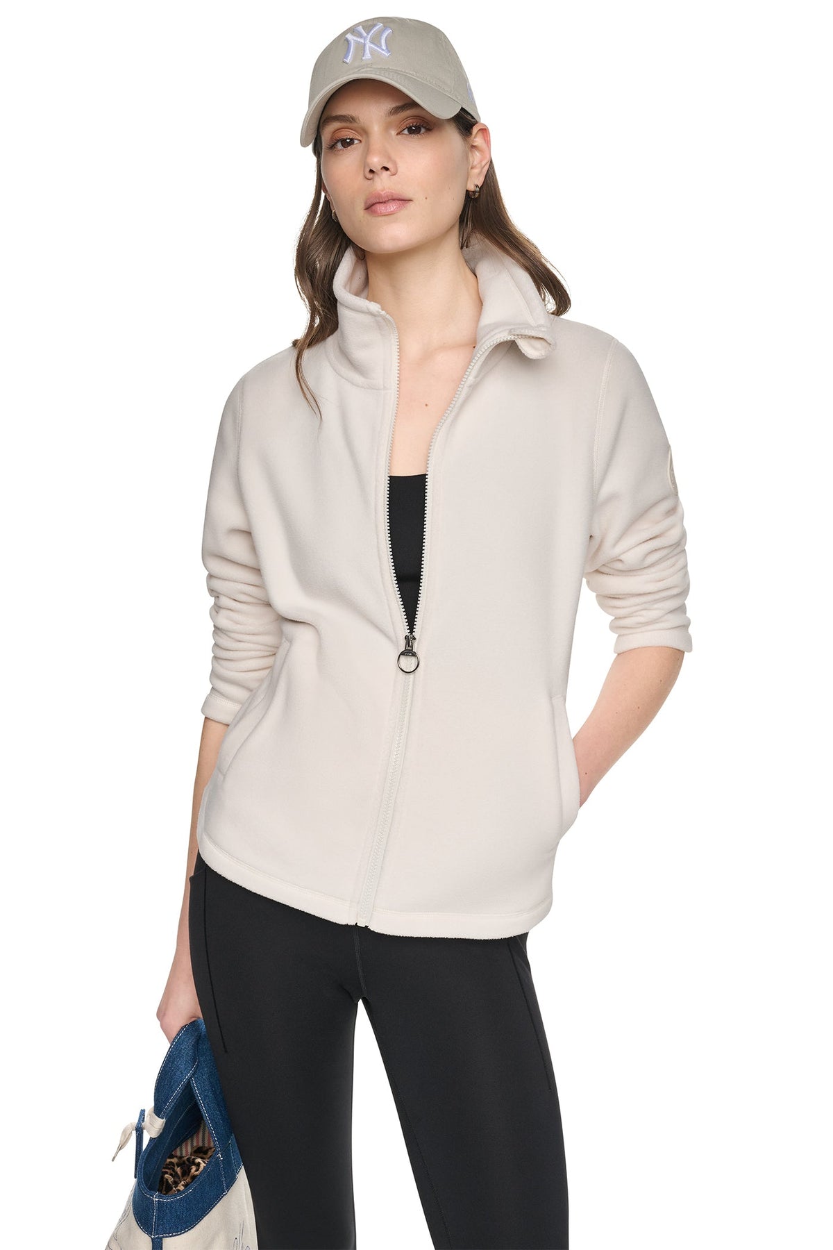 Black DKNY TECH FLEECE FULL ZIP JACKET