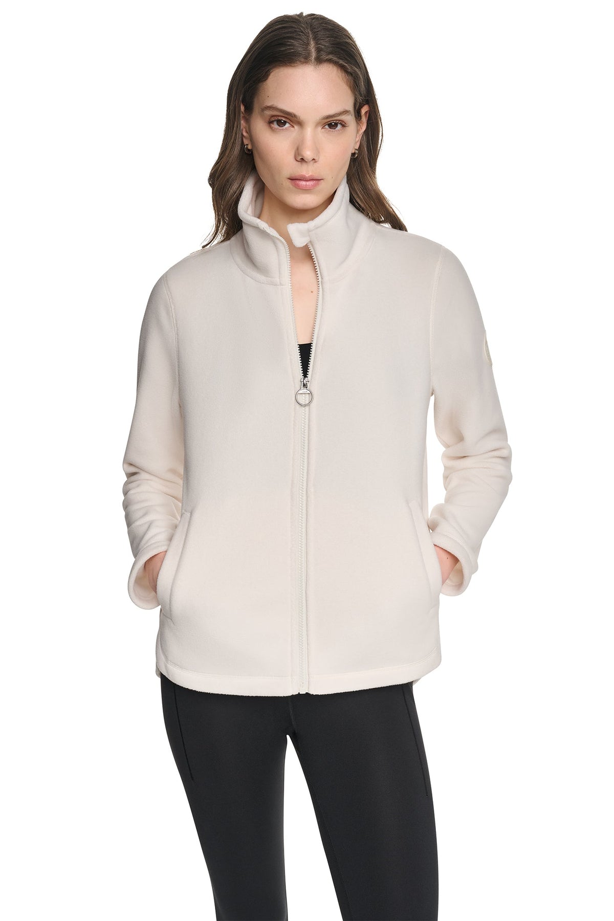 Black DKNY TECH FLEECE FULL ZIP JACKET