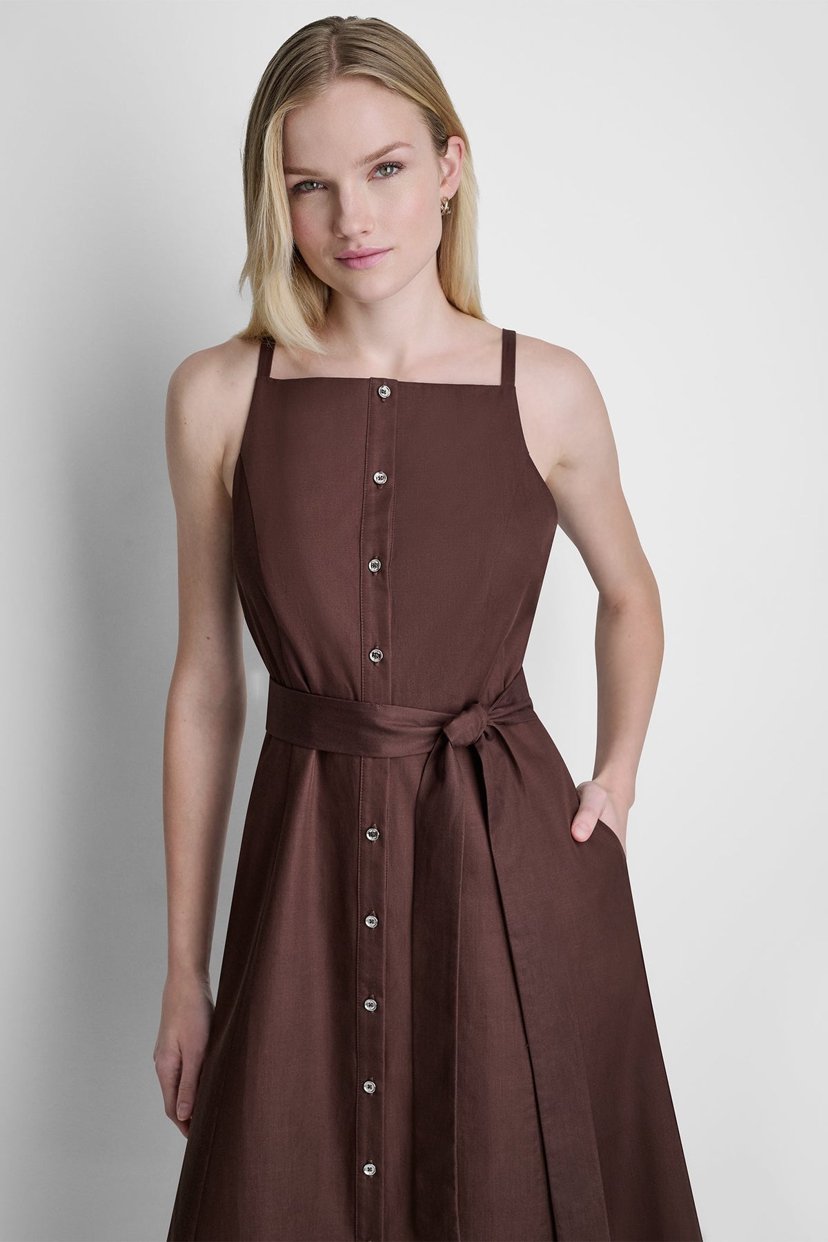 Java DKNY SLEEVELESS MIDI FIT & FLARE DRESS