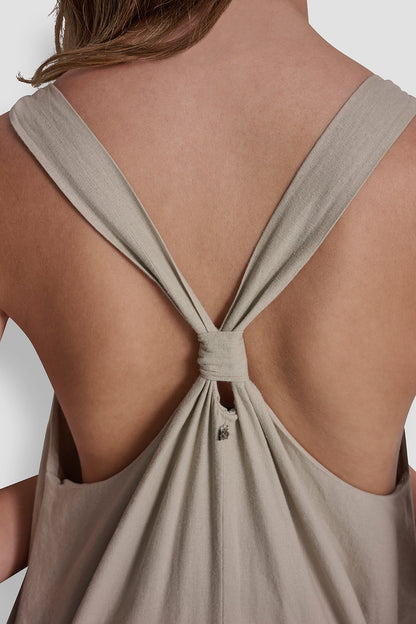 Pebble DKNY LINEN-BLEND TIE BACK MAXI DRESS