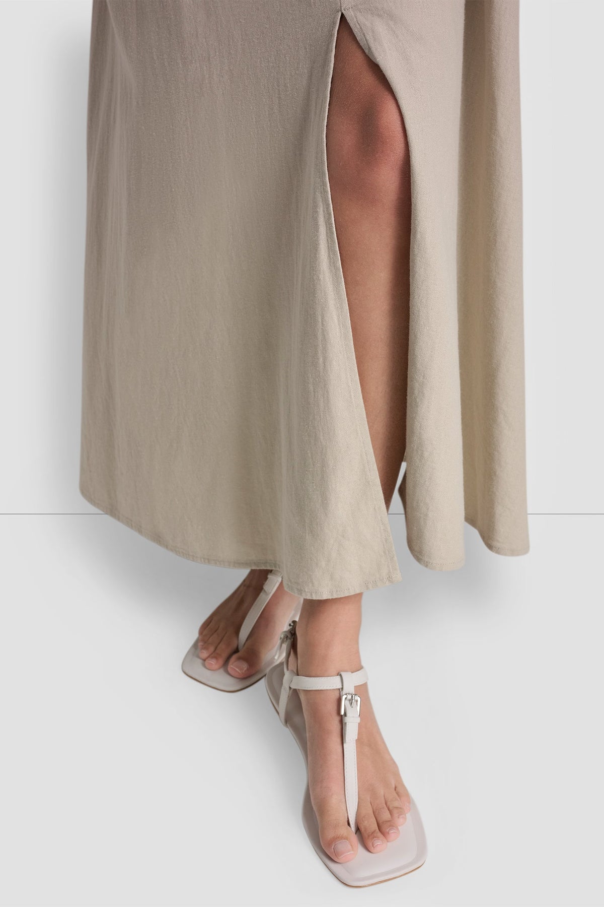 Pebble DKNY LINEN-BLEND TIE BACK MAXI DRESS