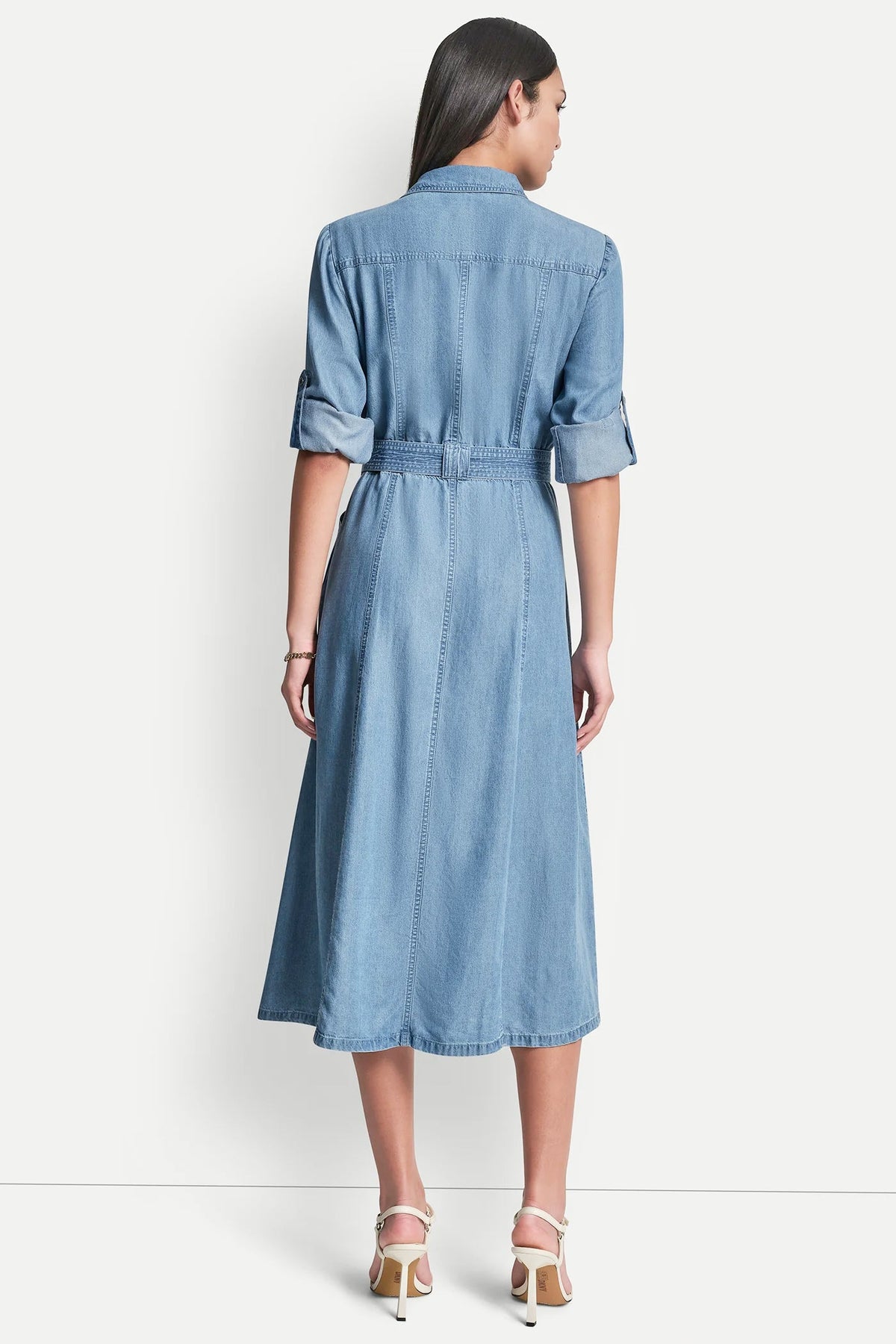 Stream DKNY LONG SLEEVE ROLL TAB TENCEL CARGO DRESS
