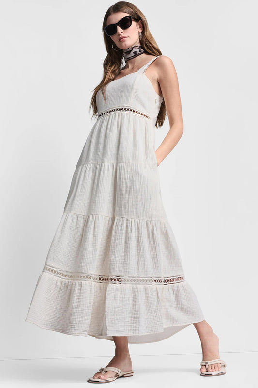 Eggnog DKNY TIERED TANK MAXI DRESS