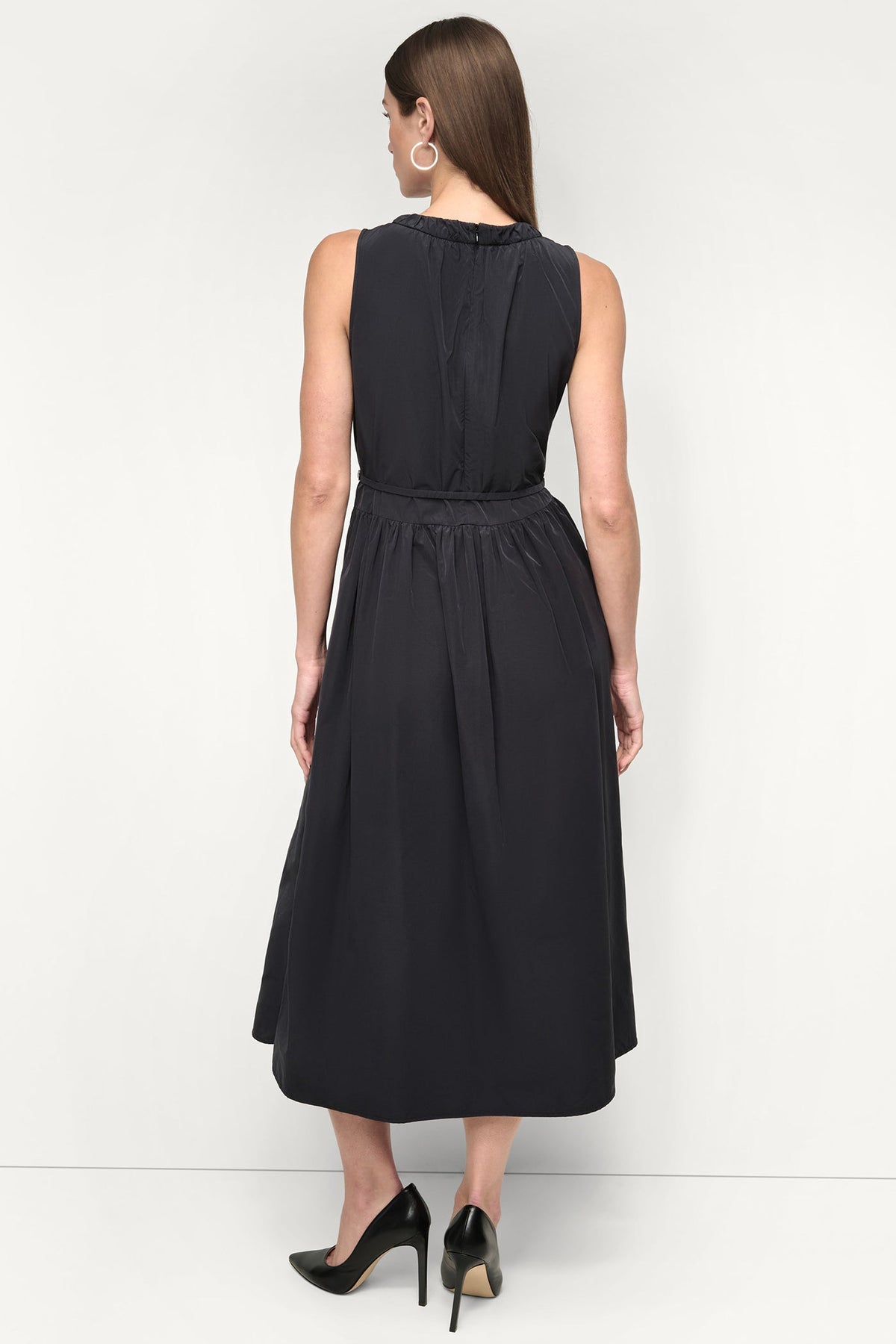 Indigo DKNY SLEEVELESS GATHERED MIDI A-LINE DRESS