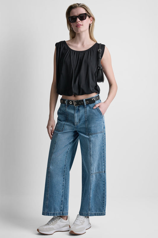 Waterfall DKNY HIGH-RISE WIDE-LEG UTILITY ANKLE JEAN