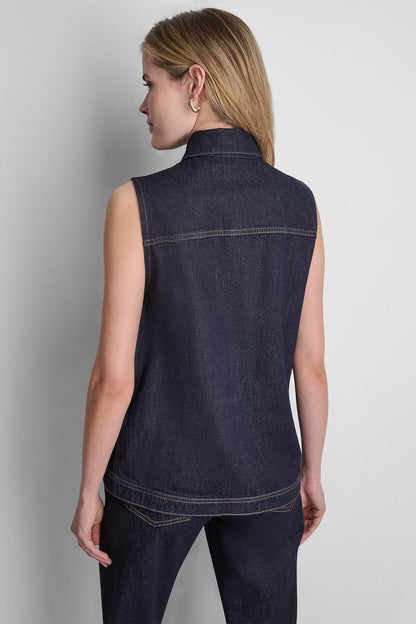 Fearless DKNY LONGLINE DENIM TRUCKER VEST
