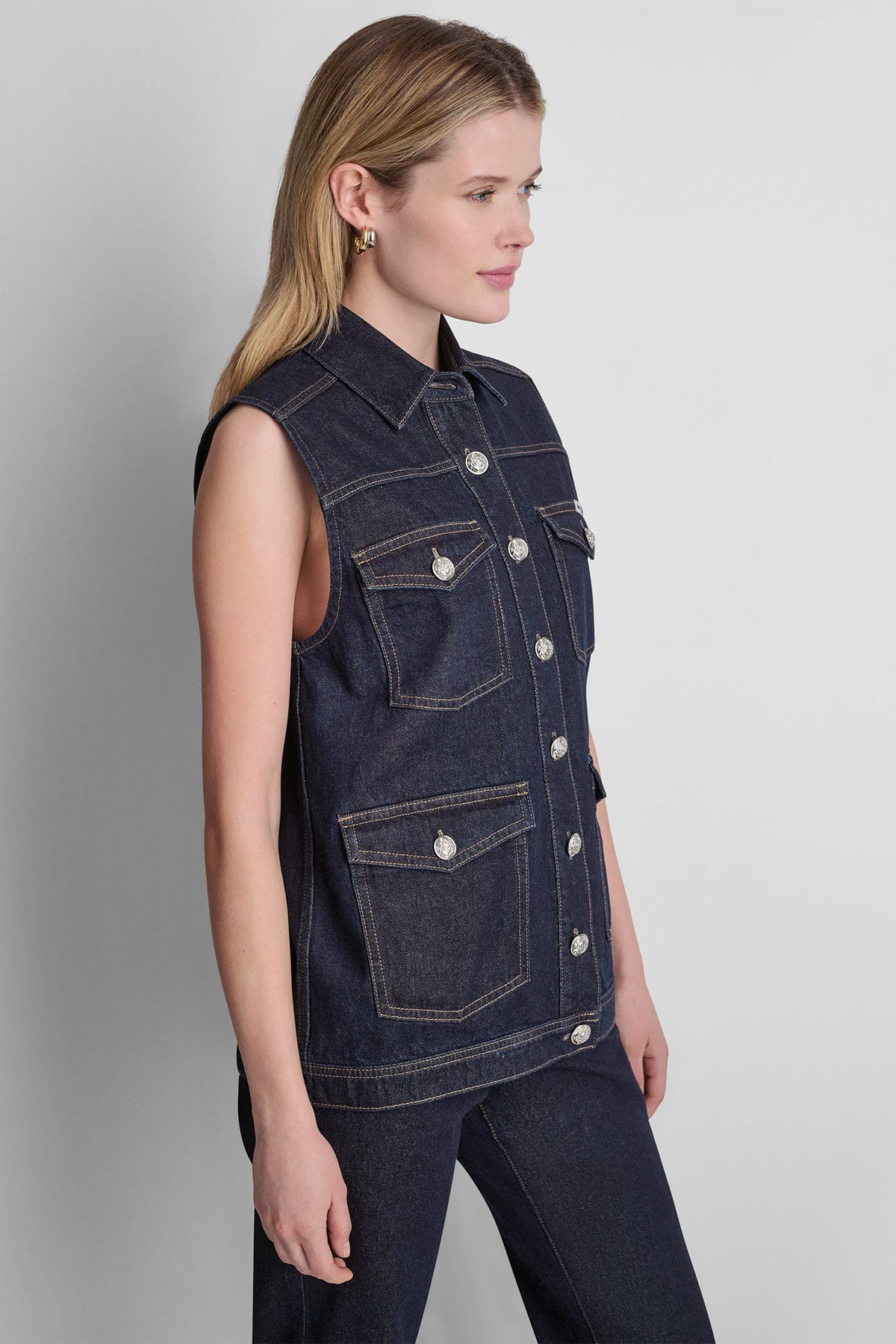 Fearless DKNY LONGLINE DENIM TRUCKER VEST