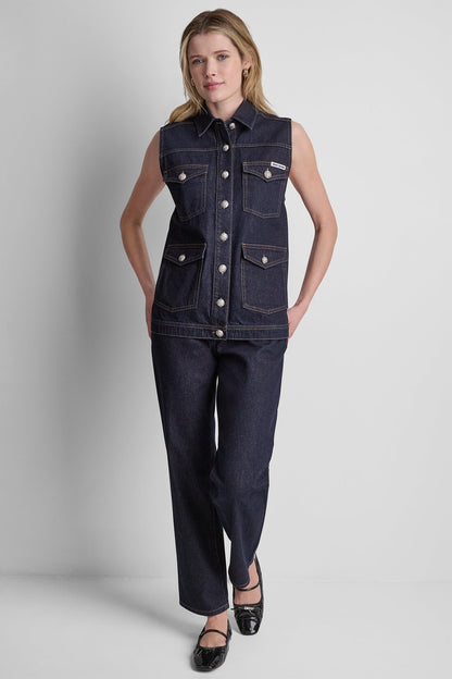 Fearless DKNY LONGLINE DENIM TRUCKER VEST