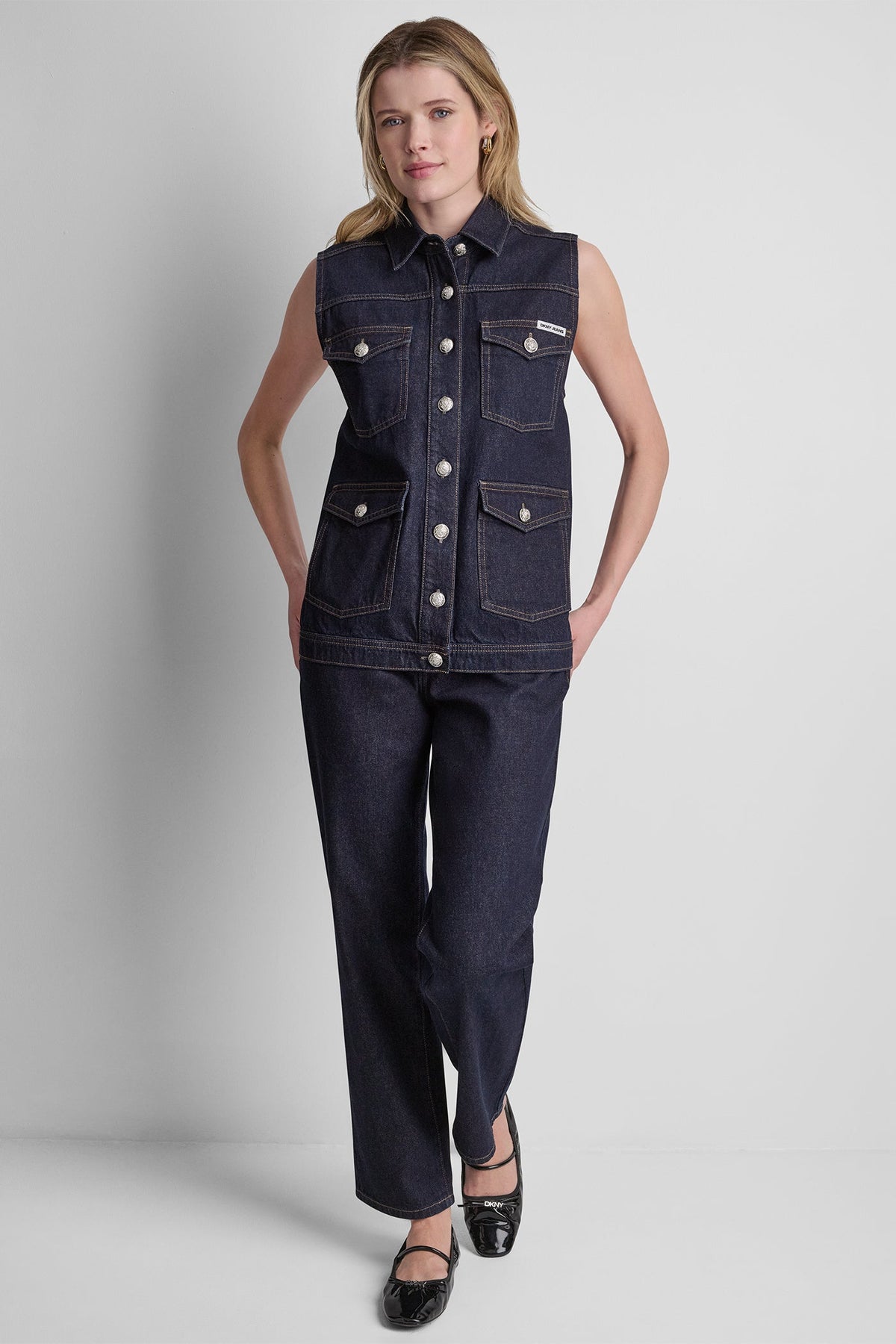 Fearless DKNY LONGLINE DENIM TRUCKER VEST