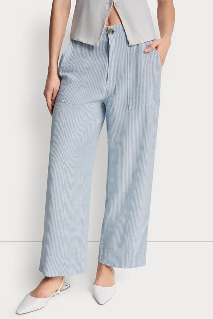 Lex Pebble DKNY CROPPED WIDE LEG LINEN-BLEND PANTS