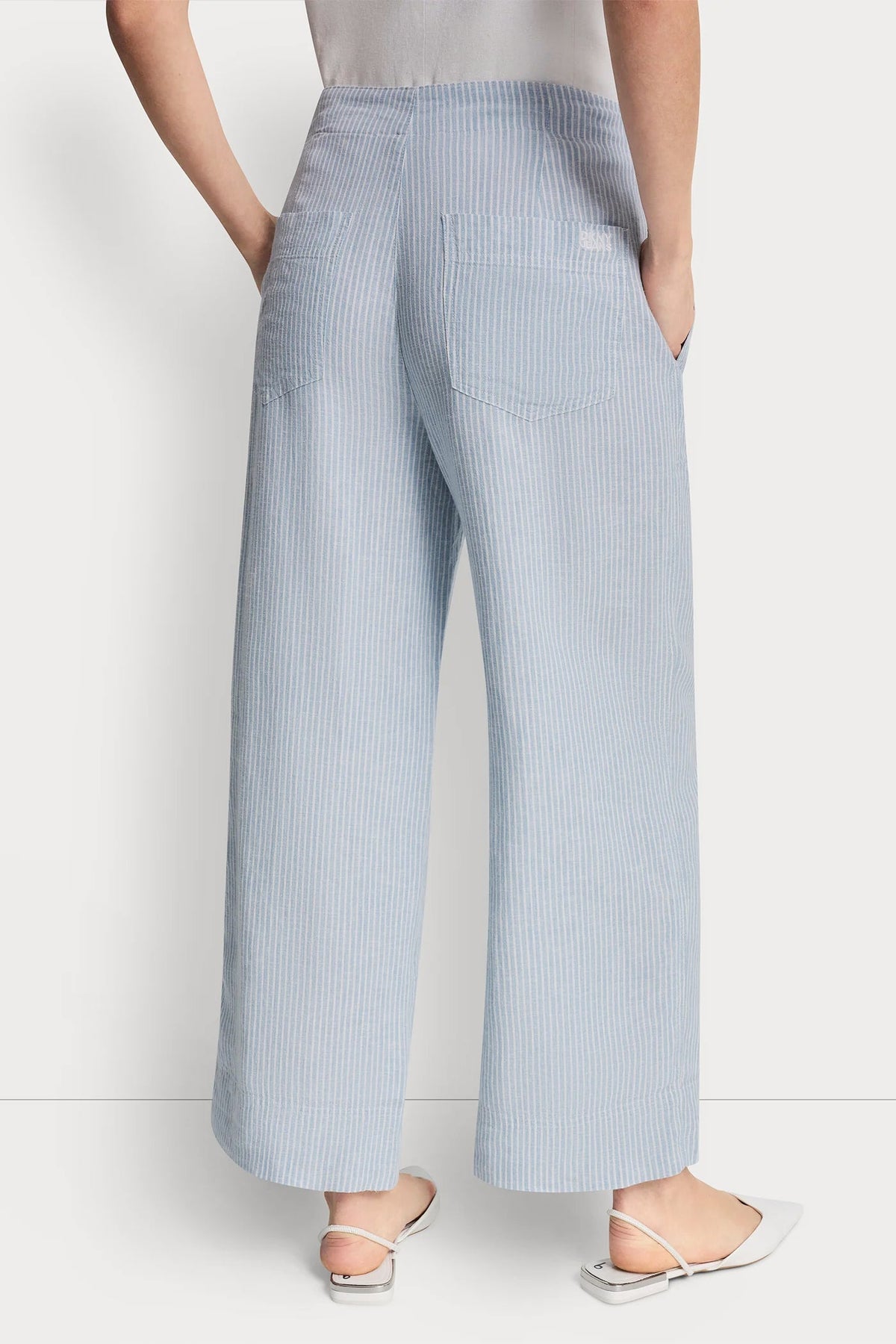 Lex Pebble DKNY CROPPED WIDE LEG LINEN-BLEND PANTS