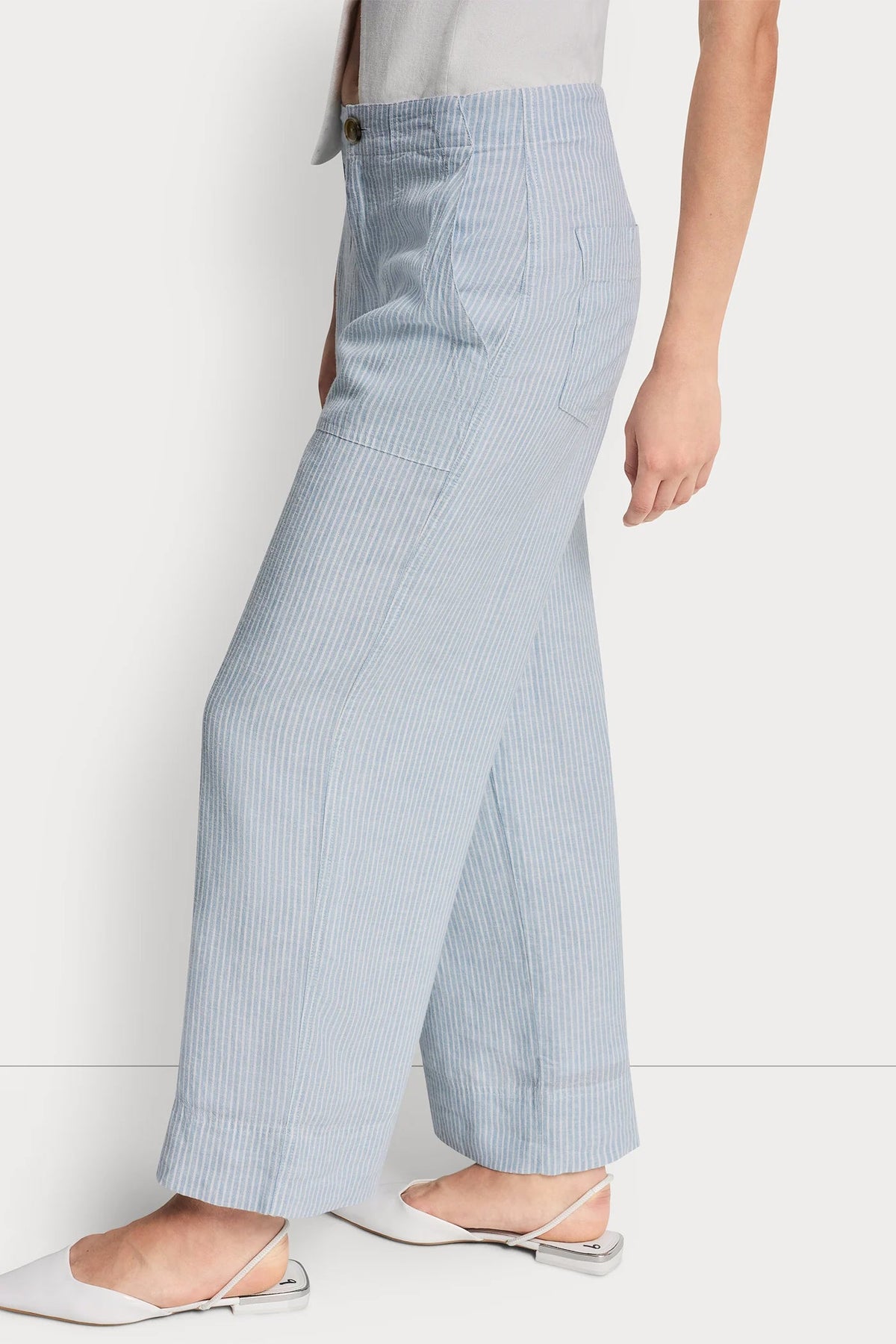 Lex Pebble DKNY CROPPED WIDE LEG LINEN-BLEND PANTS