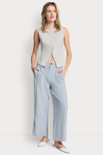 Lex Pebble DKNY CROPPED WIDE LEG LINEN-BLEND PANTS