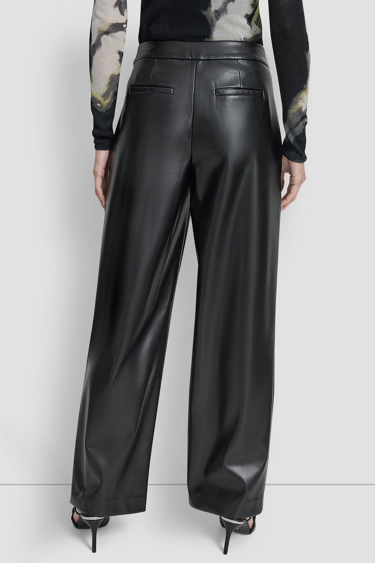 Black DKNY WIDE LEG PLEAT FRONT PANT