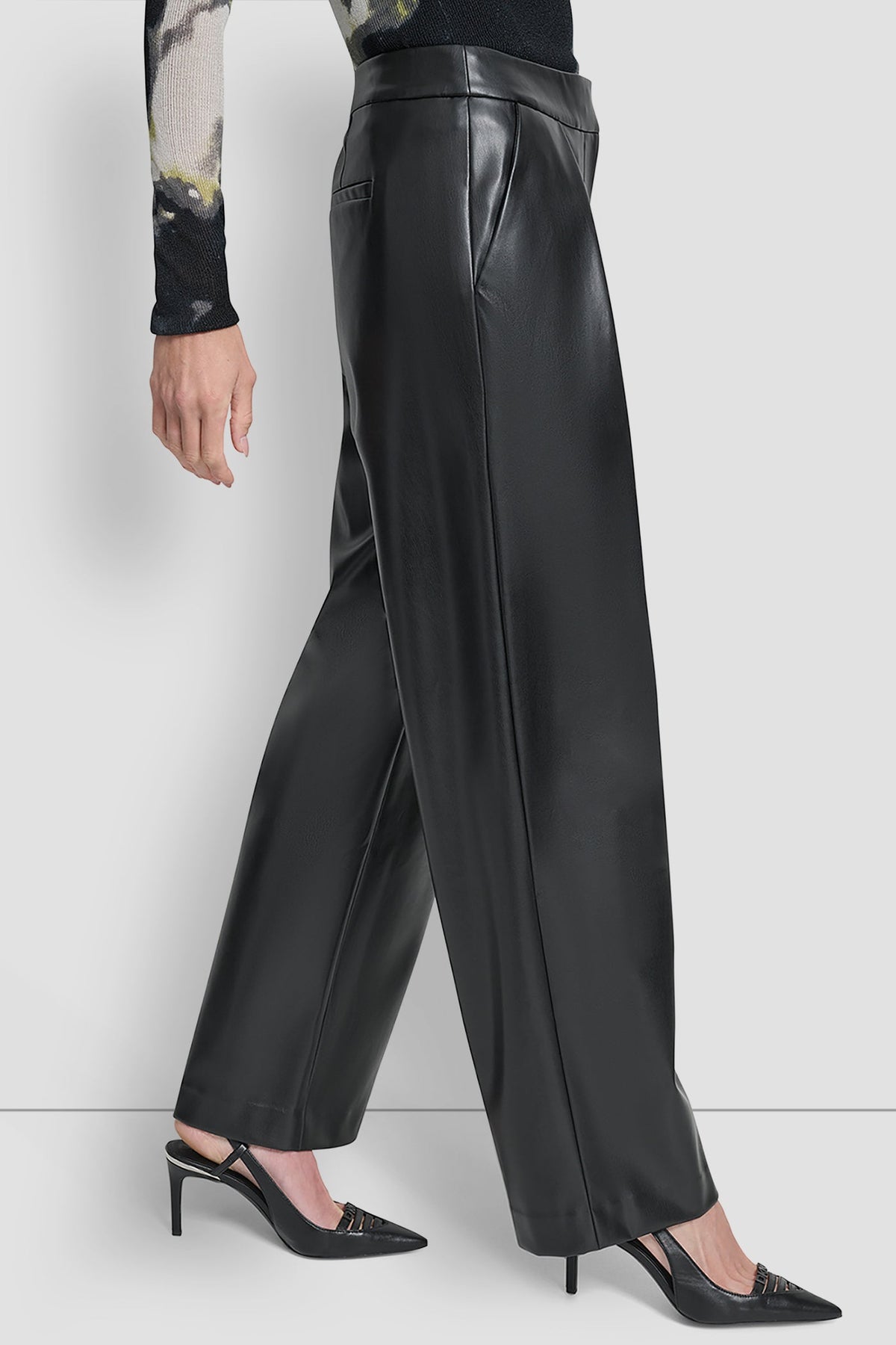 Black DKNY WIDE LEG PLEAT FRONT PANT
