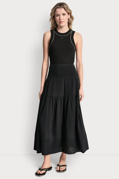 Mineral DKNY SMOCKED WAIST MAXI TIERED SKIRT